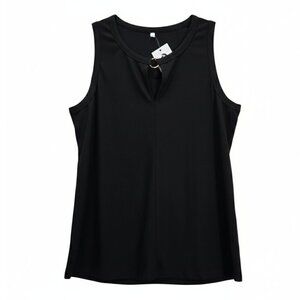 NWT | RIROW Black Keyhole Tank Top | Gold Ring Hardware | Size Small